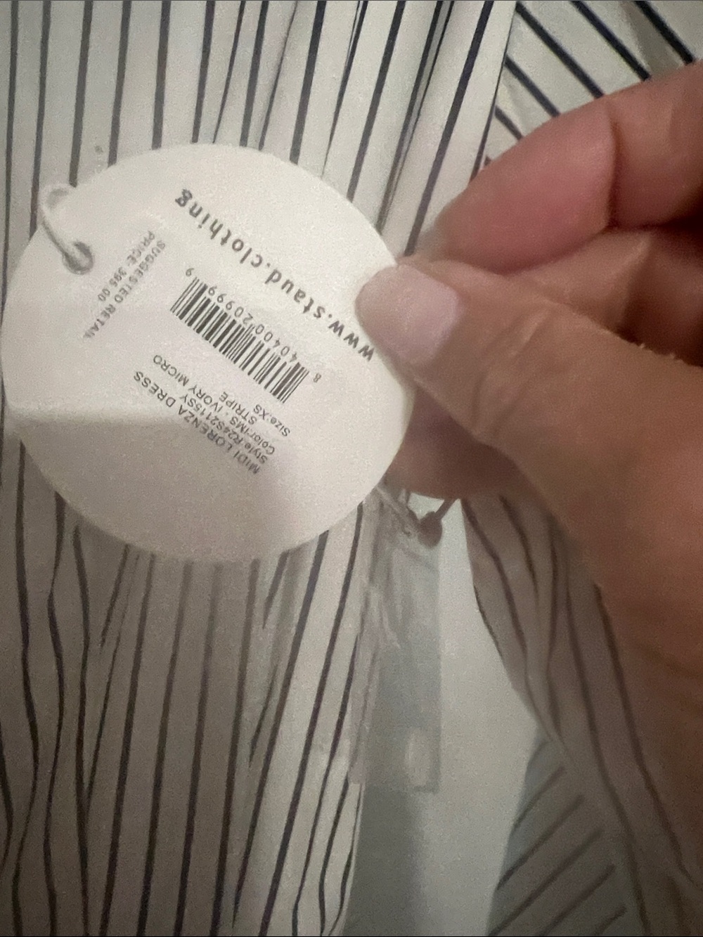 STAUD White Dress with Black Pinstripes - Picture 3 of 4